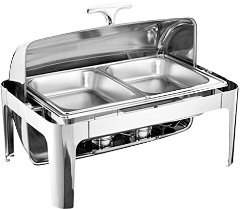 Chafing Dish 9L Stainless Steel Food Warmer with Food Pan Roll Top Chafer Catering Tray with Fuel Holders for Buffet Catering Party