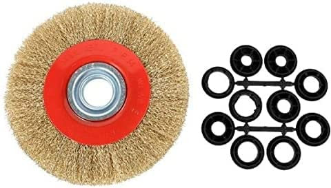 Spazzola in acciaio ottonato per mola da banco 175 mm con set di adattatori spazzola circolare con fili ondulati