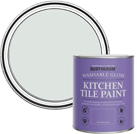 Rust-Oleum Grey Water-Resistant Kitchen Tile Paint in Gloss Finish - Library Grey 750ml