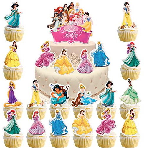 Prinzessinnen Geburtstagsdeko, 13 Pcs Prinzessinnen Tortendeko Geburtstag Happy Birthday Tortendeko Geschenke Schulkind Cake Topper Tortendeko Geburtstag Deko Geburtstag für Mädchen Jungen Kinder