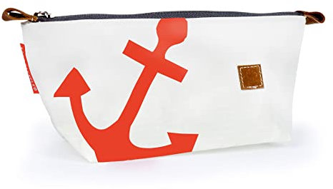 360° Navigator Etui aus Segeltuch, Recycling Federtasche Federmäppchen, weiß Anker Neonorange