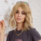 WOKESTAR Bob Lockige Perücke mit Fransen, Kurze Synthetische Gewellte Perücken für Frauen Golden Blonde Farbe