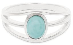 San Saru Ovaler Amazonit-Ring aus 925er Sterling Silber - Einzigartiges Design symbolisiert 'göttliche Liebe' ideal für individuelle Kombinationen - Ring PREMA