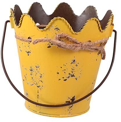 Warmhm 1stk Blumentopf Mit Gewelltem Rand Verzinkte Wannen Für Den Garten Weiße Pflanzgefäße Shabby-chic-vase Schäbiges Metall Pflanzkübel Aus Metall Zinn Kindergarten Hängend Eisen