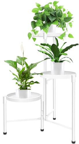 JOENCOST 3Tier Metall Pflanzenständer Blumenregal Pflanzenregal Pflanzenregal 115cm hoch Rostfrei Blumenständer Blumenbank Blumentreppe Pflanztreppe Standregal für Drinnen Draußen Garten Balkon Deko