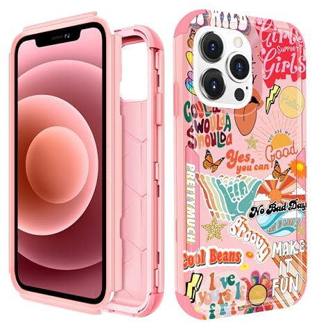 Pegmode for iPhone 13 Pro Max Case - Heavy Duty Protective Designer Collage Cute Cartoon Hard Shockproof Bumper Phone Cases for 13 Pro Max for Girly Women Men Girls Boys Teens