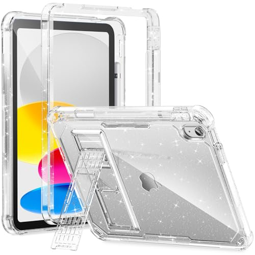 INFILAND Funda para iPad (A16) 11ª Generación 2025 11 Pulgadas,iPad 10ª Generación 2022 10,9 Pulgadas,Carcasa Transparente con Purpurina,Bonita Y A Prueba De Golpes (Plata)