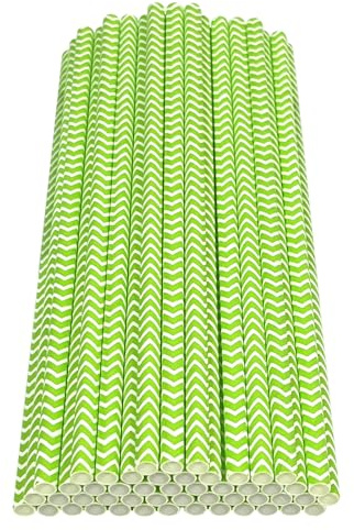 Haobase Lot de 50 pailles en papier biodégradables pour boire des cocktails, du café, des boissons froides (motif ondulé) (ondulations vertes)