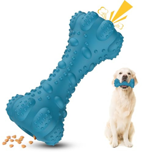 PcEoTllar Hundespielzeug UnzerstöRbar Quietschend Kauspielzeug Hund für GroßE Mittelgroße Kleine Hunde Naturkautschuk Hundespielzeug Intelligenz Futterspielzeug für Hunde, Blau