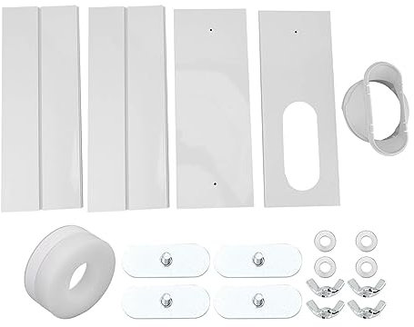 Qukaim Placa de ventana deslizante para aire acondicionado, kit de ventilación de ventana, PVC, fácil instalación, sin costuras, universal, ajustable, accesorio de ventana de aire acondicionado, 4