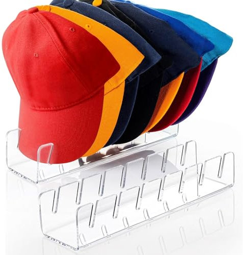 Uixxducc 2pcs Cap Halterung, Acryl Cap Halter für 14 Baseballmützen Cap Organizer Desktop Baseballkappen Organizer, zur Präsentation von Baseballkappen
