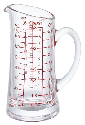 Ackers Glass Measuring Cup 5 Oz/150ml Shot Glass Measuring Cup with V-Spout,Insulated handle
