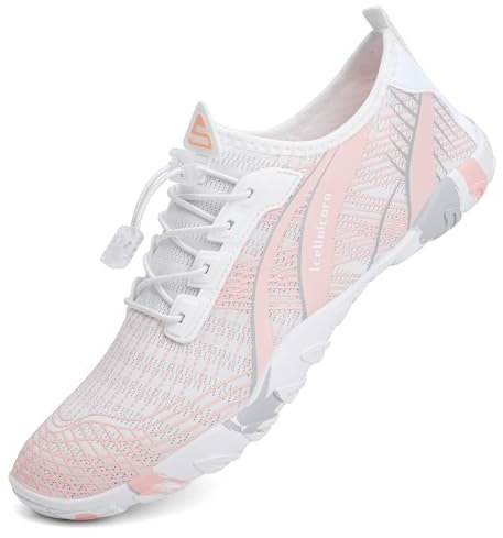 IceUnicorn Strandschuhe Badeschuhe Damen Herren Schwimmschuhe Aquaschuhe Sommer Schnell Trocknend Surfschuhe(934Rosa,39EU)
