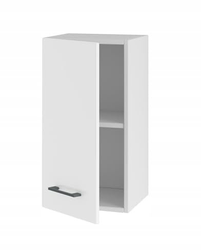 Hängeschrank Küchenschrank 30 cm mit Türen - schmaler Oberschrank für die Küche - einfach zu montieren - ideal für kleine Küchen - stabile Möbel (weißes Acryl glänzend)