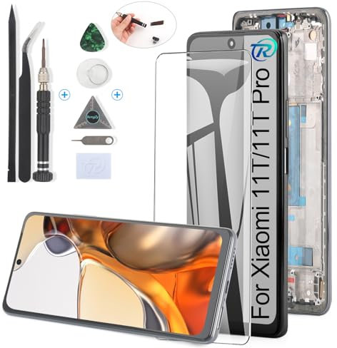 RongZy Écran LCD pour 6.67 Xiaomi 11T Écran De Remplacement pour Xiaomi 11T Pro Écran LCD Numériseur Tactile Panneau Assemblé De Réparation avec Outils(Noir avec Cadre)