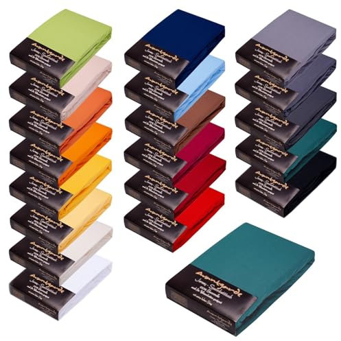 Avantgarde Premium Spannbetttuch 90x200-100x220 - hoher 40cm Steg auch f. Boxspringbett & Wasserbett - Spannbettlaken ca.170g/m² - Bettlaken - 100% Jersey Baumwolle ÖKO-TEX (15 Dunkelgrün)
