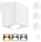 YindaLux LED Aufbauspots Dimmbar 30° Schwenkbar Ø80x84mm Deckenspots Weiß, inkl. 5W 500LM LED Modul 230V, 3000K/4000K/6500K, Aluminium Aufputz Spots Modern Aufbaustrahler Aufbauleuchte Eckig 4 Stück
