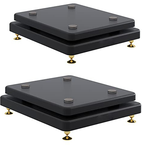 LXWKAI Riser Stabilizer Base, 2 Pack Subwoofer Isolation Stand,Speaker Isolation Feet Platform, With Fixed Copper Nail For Studio Monitor (Color : Black, Size : 35x35cm)