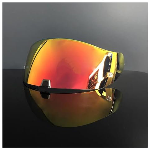 Generico Visiere per Casco, Lente Visiera Casco EXO 520 Lente Visiera Casco Integrale Moto Lente di Ricambio for Scorpion Exo 1400 Carbon, R1 Air e EXO 520(Gold Red)
