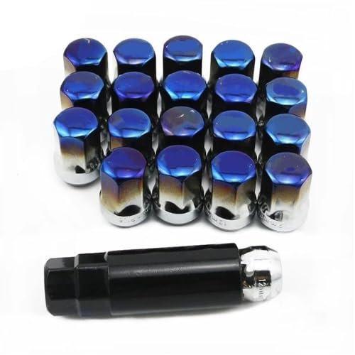 WTIXCRQ Radbolzen Radschraube Radmuttern Mit Verriegelung, Gebacken, Blau, Autozubehör, Geröstet, Blau, M12 X 1,5 Mm, Kohlenstoffstahl, Auto, 20 Stück