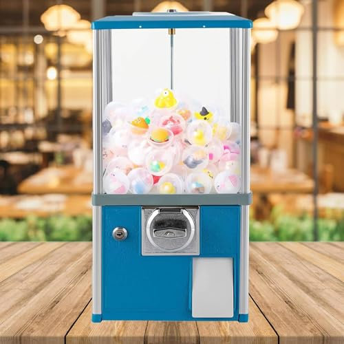 QXIWAOE Mini-Kaugummiautomat, Süßigkeitenautomat, Kapselmaschine mit Schlössern für Kapselspielzeug mit 4,5–5,5 cm Durchmesser, 53 x 26 x 26 cm, blau