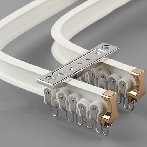 Flexible Vorhangstange aus Aluminium, doppelläufig, ideal für gerade oder Erkerfenster, Duschvorhangstange, langlebig und biegbar, einfache Installation