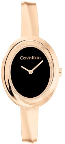 Calvin Klein Orologio Con Movimento Al Quarzo A Due Lancette da Donna Collezione TWISTED BEZEL con Bracciale Rigido in Acciaio Inossidabile di Color Oro Rosa - 25100057, Rose Gold