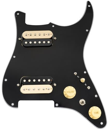 Musiclily Pro SE ST-HH-OMHA Pickguard Pré-câblé avec Micros Humbucker Alnico 5 Mini Toggle Switch pour Guitare électrique Style Strat, 3 plis Noir avec Micro Zebra