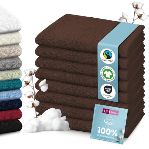 8er Set Premium Handtücher [100% Baumwolle] 50x100 cm, braun/Handtücher Weich, Saugstark & Pflegeleicht/Handtuch Perfekt für Bad, Gym & Reisen