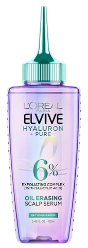 L'Oreal Paris Elvive Hyaluron + Pure Oil Erasing Scalp Serum with Salicylic Acid For Oily Hair, 3.45 Fl Oz