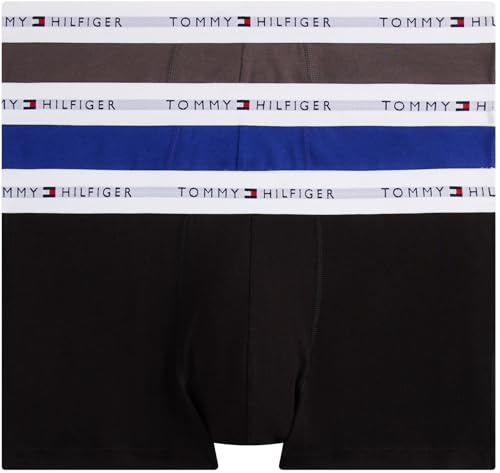 Tommy Hilfiger Herren 3er Pack Boxershorts Trunks mit Logobund, Mehrfarbig (Blk/Drk Ash/WDG Blu), XL