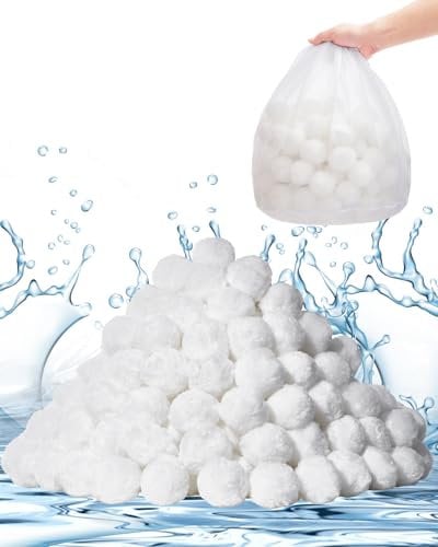 VEVOR Palline Filtranti per Piscina per Filtro a Sabbia, 1,59 kg, Materiale Filtrante in Fibra di Poliestere Bianco Riutilizzabile con Sacchetto Lavaggio, per Piscina Acquario Vasca Piscina Terra