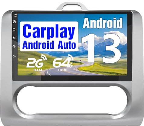 Hexinex Android 13.0 [2GB+64GB] Radio Coche para Ford Focus Mk2 2004-2011, con Carplay Inalámbrico/Android Auto, 7 Pulgadas Pantalla Táctil con WiFi/GPS/FM/RDS/DSP,Apoyo Mandos Volante