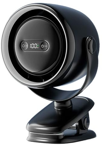 HDSDVNON Multi-Surface Clip-On Fan With Built-In LED Light & Carabiner Hook, For Indoor, Outdoor, Travel, Golf Cart & Stroller Use(Black)