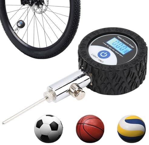 Kustimantu Kugelpumpe mit Druckmesser - Tragbare Pumpe mit digitalem Display für Rennrad | Druckmesser für Fußballreifen, Basketball, Volleyball, Mountainbike und