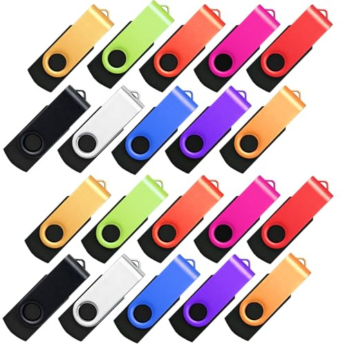 Torvixa USB Stick 2GB 20 Stück Flash Drive Speicherstick,High-Speed USB 2.0 Mehrfarbig Drehbar
