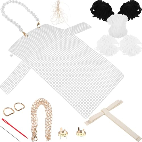 Alipis Diy-Taschen-Set Für Crossbody-Bag Und Umhängetasche Materialien Für Die Herstellung Von Handtaschen Mit Wollgarnen Perlengriffriemen Metallgriffband Magnetschnallen D-Schnalle Und Nadelset