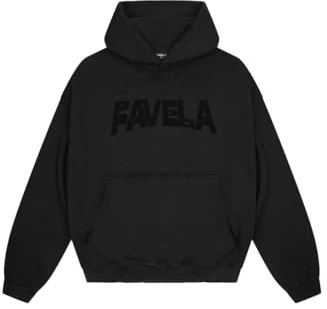 FAVELA Herren Hoodie Puff Distressed Black