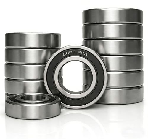 kugellager 10mm,12 Stück 6000-2RS 10 mm x 26 mm x 8 mm Rillenkugellager,Lager für DIY,Motoren,Drehbänke,Fräsmaschinen,Verschiedene Mechanische Geräte