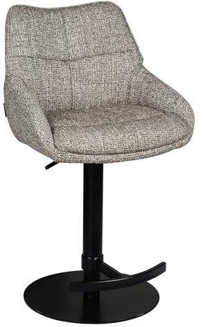 Raburg Barhocker höhenverstellbar, 120 kg belastbar, 360° drehbar, höhenverstellbar, Küchenhocker mit Fußstütze, Stoff, Gestell aus Metall - Louming Mattea | Braun/Schwarz