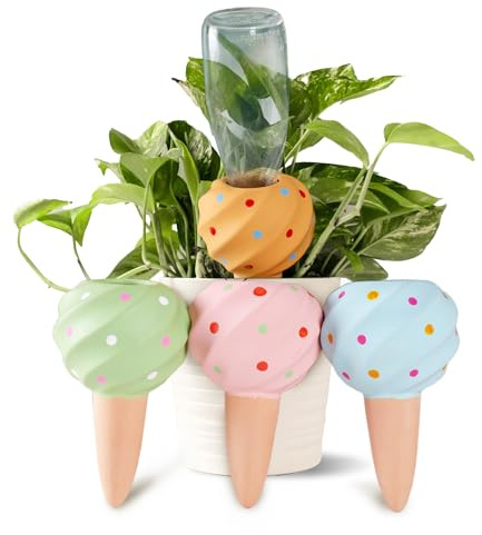 VolksRose 4 Unidades Bolas de Riego de Arcilla con Diseño de Concha 210ml - Riego Automático para Plantas de Interior y Exterior - Autorriego para Vacaciones, Personas Ocupadas, Decoración