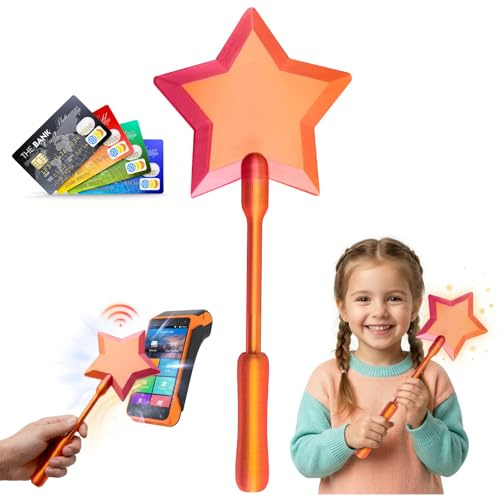 lunule Baguette Magique Carte Bleue,Baguette Magique Carte Bancaire 3D,Baguettes Cartes de Crédit to Pay,pour Adultes Et Enfants,FêTes, Amusement Et Farces(Or Rouge)