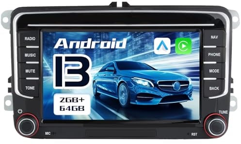 Junsun Android Radio für Volkswagen, Golf 5, Golf 6, Seat, Skoda 2GB+64GB | with 7 zoll Touchscreen CarPlay, Android Auto, Bluetooth Navigtion Lenkradsteuerung