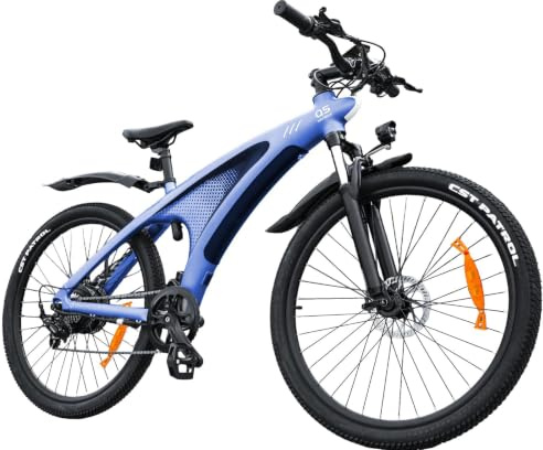 HX Q5 Shark Bicicleta Eléctrica Montaña para Adultos con Carga rápida 48V 15AH Batería Extraíble,27.5x2.25 Tyre EBike con luz RGB,SHIMAN0 9 velocidades,Frenos de DIS hidráulicos y Alcance 70-80KM