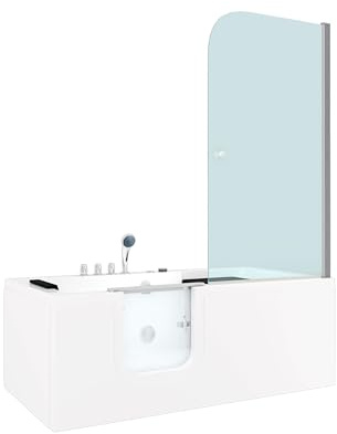 Kombi Duschkabine Whirlpool Seniorenwanne mit Tür S15D-WP-TH-L 160x85 cm OHNE 2K Scheiben Versiegelung