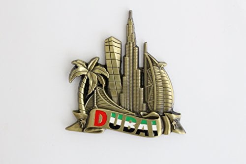 Kühlschrankmagnet mit Städtemotiv, z. B. Venedig, Paris, Rom, Prag, Amsterdam, Barcelona, Dubai, Thailand, aus Metall, tolles Souvenir, schöner Dekoartikel, metall, Messing Dubai