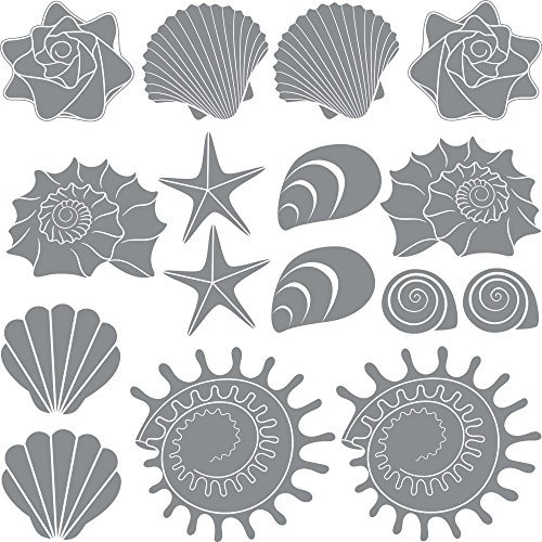 GRAZDesign Wandtattoo Bad Muschel & Meer Set Wandaufkleber Maritime Deko wasserfest - 074 mittelgrau