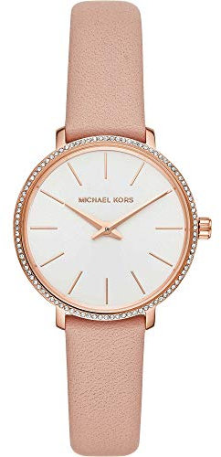 Michael Kors Montre à Quartz Pyper avec Bracelet en Cuir Rose pour Femme MK2803