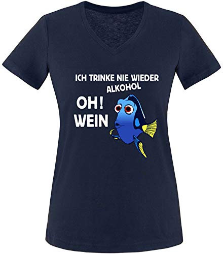EZYshirt® JGA Junggeselinnerabschied | Ich Trink nie Wieder Alkohol ! Oh ! Wein T-Shirt Damen V-Neck