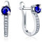 JO WISDOM Creolen Ohrringe Hängende Ovale Silber 925 Damen mit 3A Zirkonia September Geburtsstein Saphir farbe,Schmuck für Frauen